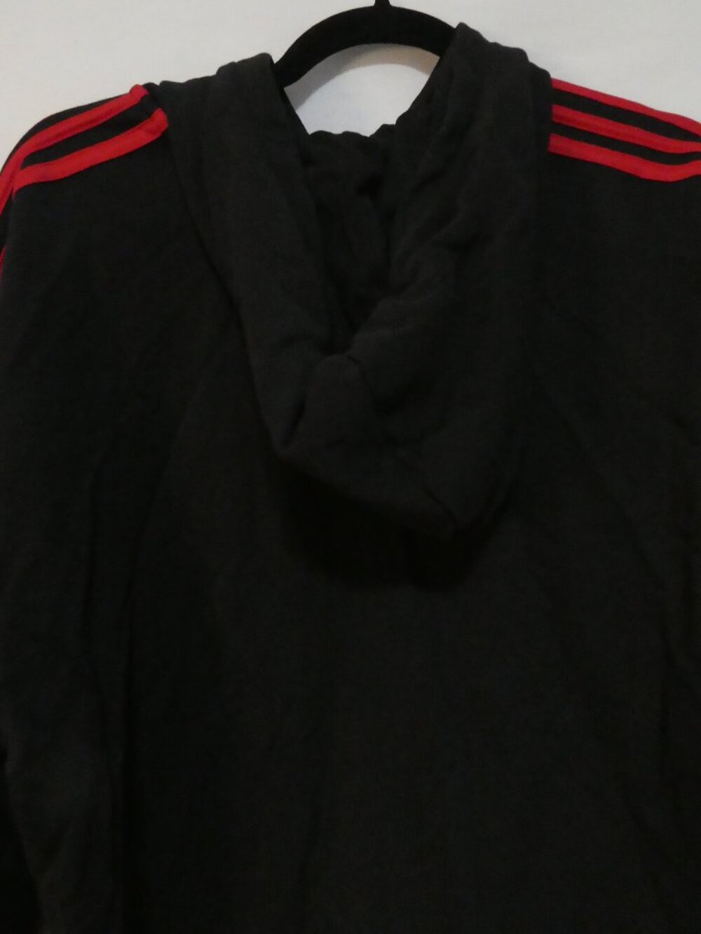 ADIDAS Manchester United Black Red Striped Zip-Up Sweatshirt Hoodie - P2P 23" - Picture 14 of 16